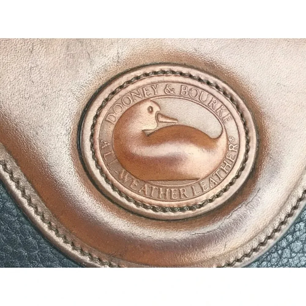 Dooney & Bourke Womens Blue‎ Brown Leather Inner Pockets Crossbody Strap Handbag